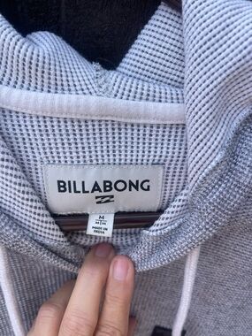 Billabong Light Gray Waffle Hoodie with Drawstring